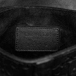 Pre Owned Dior Black Mini Oblique Embossed Calfskin Saddle Bag