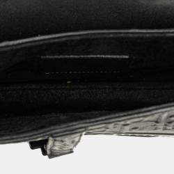 Pre Owned Dior Black Mini Oblique Embossed Calfskin Saddle Bag
