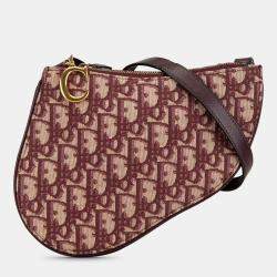 Pre Owned Dior Red Oblique Canvas Saddle Triple Zip Crossbody