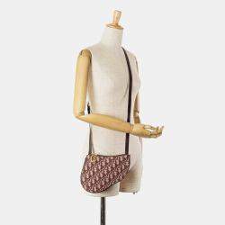 Pre Owned Dior Red Oblique Canvas Saddle Triple Zip Crossbody