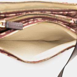 Pre Owned Dior Red Oblique Canvas Saddle Triple Zip Crossbody