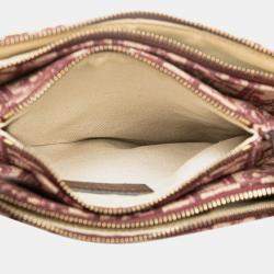 Pre Owned Dior Red Oblique Canvas Saddle Triple Zip Crossbody