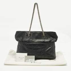 Pre Owned Dior Black Cannage Leather Granville Chain Link Tote