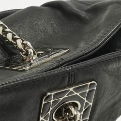 Pre Owned Dior Black Cannage Leather Granville Chain Link Tote