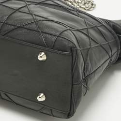 Pre Owned Dior Black Cannage Leather Granville Chain Link Tote