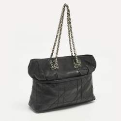 Pre Owned Dior Black Cannage Leather Granville Chain Link Tote