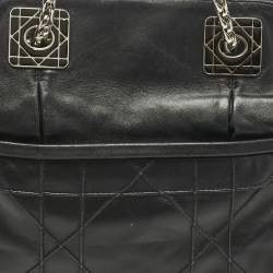 Pre Owned Dior Black Cannage Leather Granville Chain Link Tote