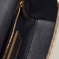 Pre Owned Dior Metallic Gold Microcannage Patent Leather Mini Lady Dior Tote