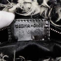 Pre Owned Dior Black Medium Tweed Cannage Fringe Lady Dior