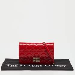 Pre Owned Dior Red Cannage Patent Leather Miss Dior Promenade Chain Bag