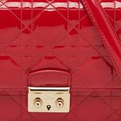 Pre Owned Dior Red Cannage Patent Leather Miss Dior Promenade Chain Bag