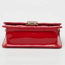Pre Owned Dior Red Cannage Patent Leather Miss Dior Promenade Chain Bag