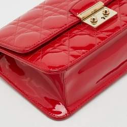 Pre Owned Dior Red Cannage Patent Leather Miss Dior Promenade Chain Bag
