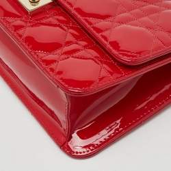 Pre Owned Dior Red Cannage Patent Leather Miss Dior Promenade Chain Bag