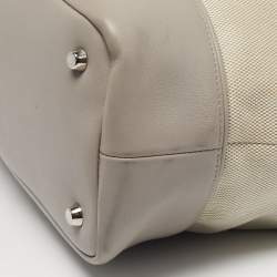 Pre Owned Dior Grey/Beige Canvas and Leather Nappy Diaper Bag