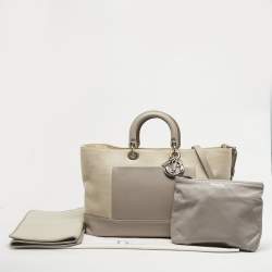 Pre Owned Dior Grey/Beige Canvas and Leather Nappy Diaper Bag