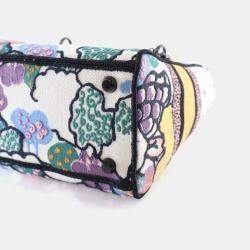 Pre Owned Dior Medium Multicolor Embroidered Canvas Lady Dior Handbag