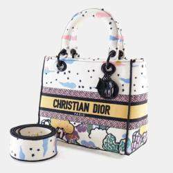 Pre Owned Dior Medium Multicolor Embroidered Canvas Lady Dior Handbag