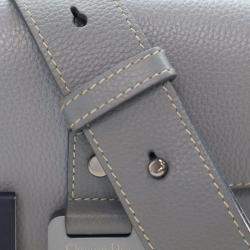 Pre Owned Dior Small Grey Calfskin Saddle Messenger Bag