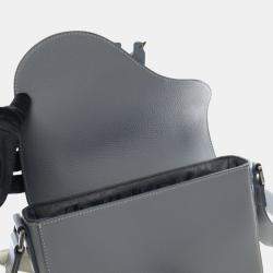 Pre Owned Dior Small Grey Calfskin Saddle Messenger Bag