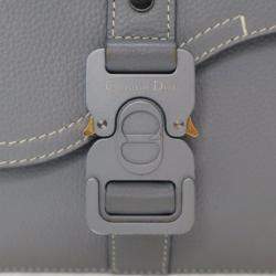 Pre Owned Dior Small Grey Calfskin Saddle Messenger Bag