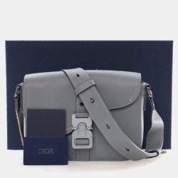 Pre Owned Dior Small Grey Calfskin Saddle Messenger Bag
