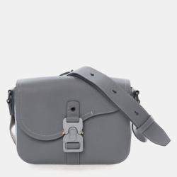 Pre Owned Dior Small Grey Calfskin Saddle Messenger Bag