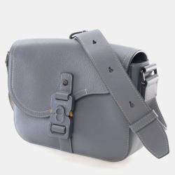 Pre Owned Dior Small Grey Calfskin Saddle Messenger Bag