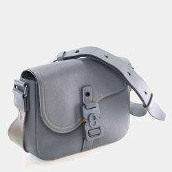 Pre Owned Dior Small Grey Calfskin Saddle Messenger Bag