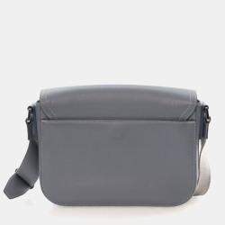 Pre Owned Dior Small Grey Calfskin Saddle Messenger Bag