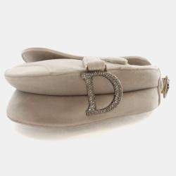 Pre Owned Dior Mini Velvet Saddle Bag
