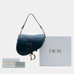 Pre Owned Dior Blue Gradient Calfskin Saddle Bag
