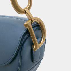 Pre Owned Dior Blue Gradient Calfskin Saddle Bag