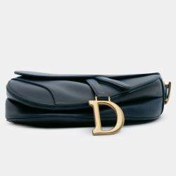Pre Owned Dior Blue Gradient Calfskin Saddle Bag