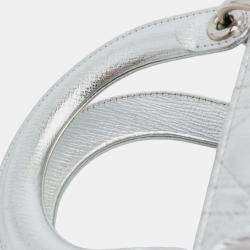 Pre Owned Dior Silver Small Metallic Grained Calfskin Cannage My ABCDior Lady Dior