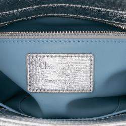 Pre Owned Dior Silver Small Metallic Grained Calfskin Cannage My ABCDior Lady Dior