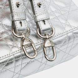 Pre Owned Dior Silver Small Metallic Grained Calfskin Cannage My ABCDior Lady Dior