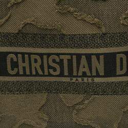 Pre Owned Dior Green Large Embroidered Canvas Camouflage Book Tote