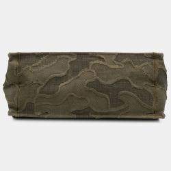 Pre Owned Dior Green Large Embroidered Canvas Camouflage Book Tote