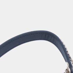 Pre Owned Dior Blue Mini Velvet Cannage Lady Dior