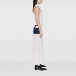 Pre Owned Dior Blue Mini Velvet Cannage Lady Dior