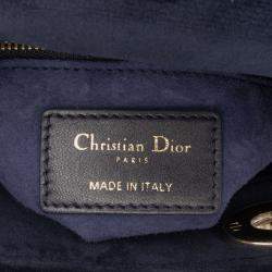 Pre Owned Dior Blue Mini Velvet Cannage Lady Dior