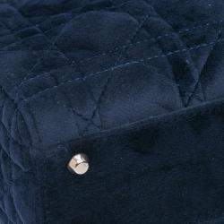Pre Owned Dior Blue Mini Velvet Cannage Lady Dior