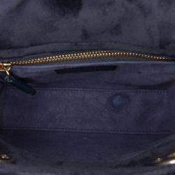 Pre Owned Dior Blue Mini Velvet Cannage Lady Dior