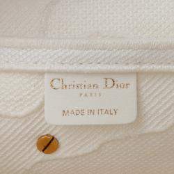 Pre Owned Dior White Canvas Embroidered Camouflage Saddle Bag