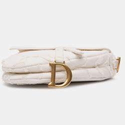Pre Owned Dior White Canvas Embroidered Camouflage Saddle Bag