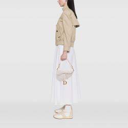Pre Owned Dior White Canvas Embroidered Camouflage Saddle Bag