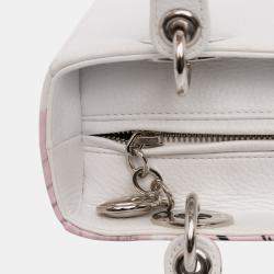 Pre Owned Dior White Medium Deerskin Floral Printed Lady Dior