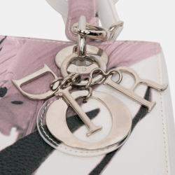 Pre Owned Dior White Medium Deerskin Floral Printed Lady Dior