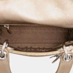 Pre Owned Dior Gold Mini Metallic Lambskin Cannage Lady Dior